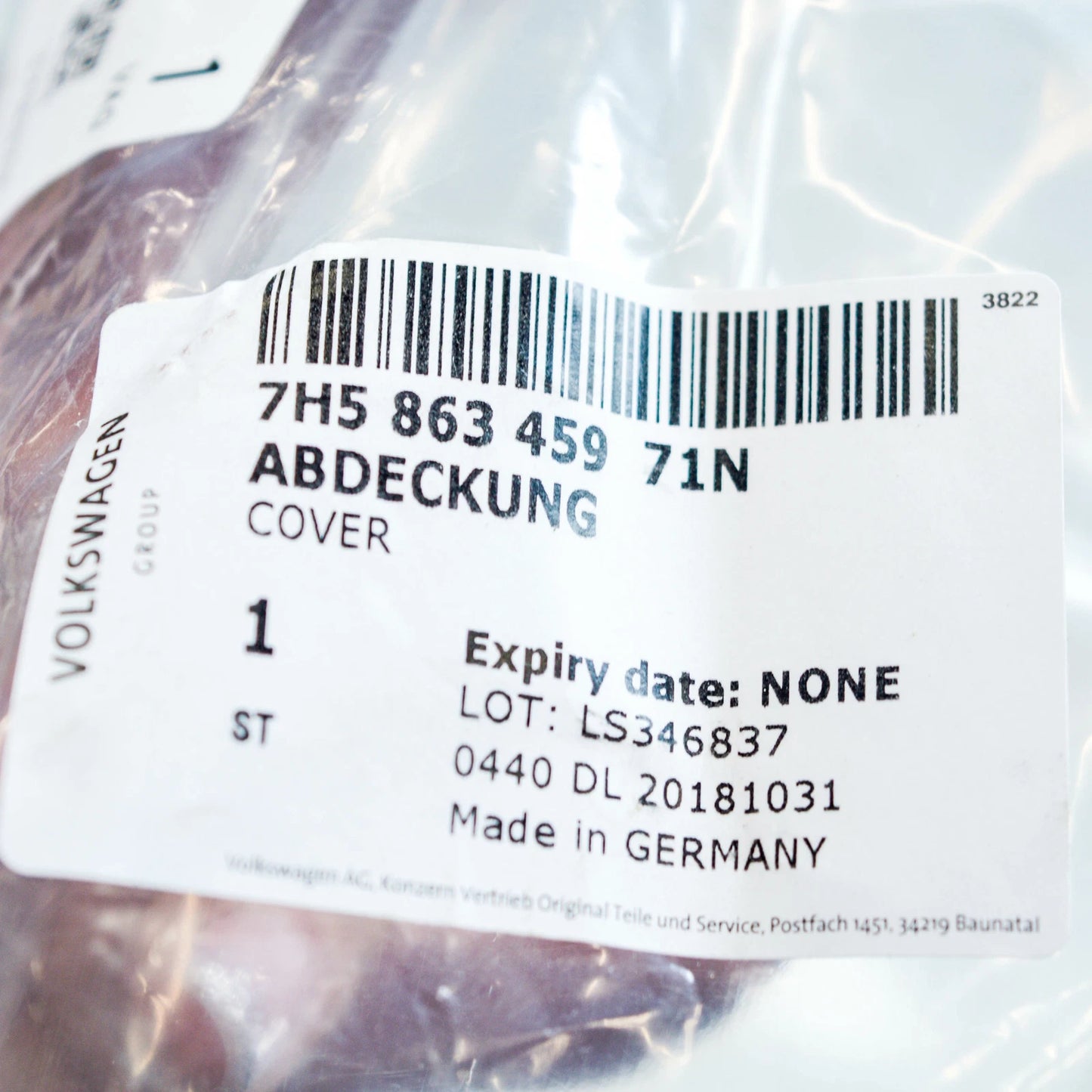 NEW VOLKSWAGEN TRANSPORTER T5 REAR TAILGATE LOCK COVER TRIM 7H586345971N