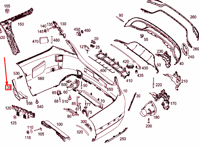 NEW MERCEDES-BENZ C W205 REAR BUMPER LEFT FILLER COVER A2058852923 ORIGINAL