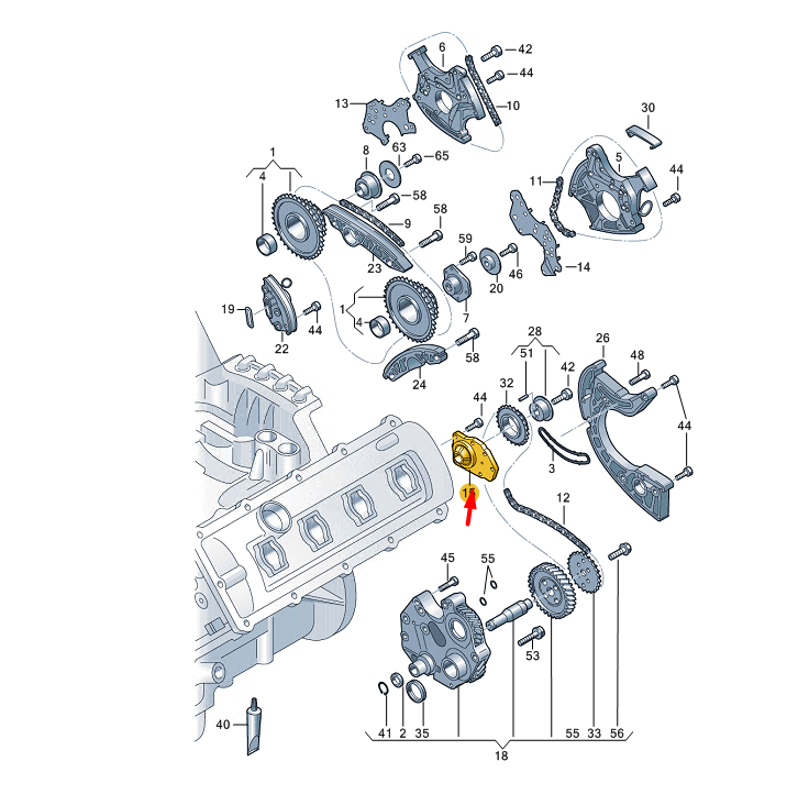 NEW AUDI R8 4S3 TIMING CHAIN BRACKET 079103337P ORIGINAL