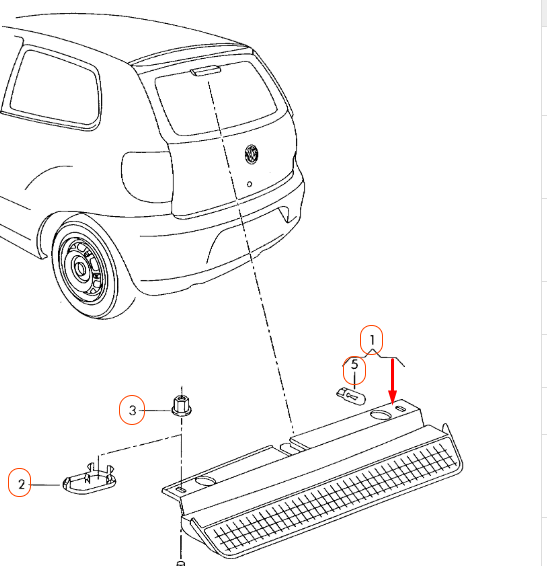 NEW VOLKSWAGEN FOX REAR ADDITIONAL STOP BRAKE LIGHT 5Z6945097Y20 ORIGINAL