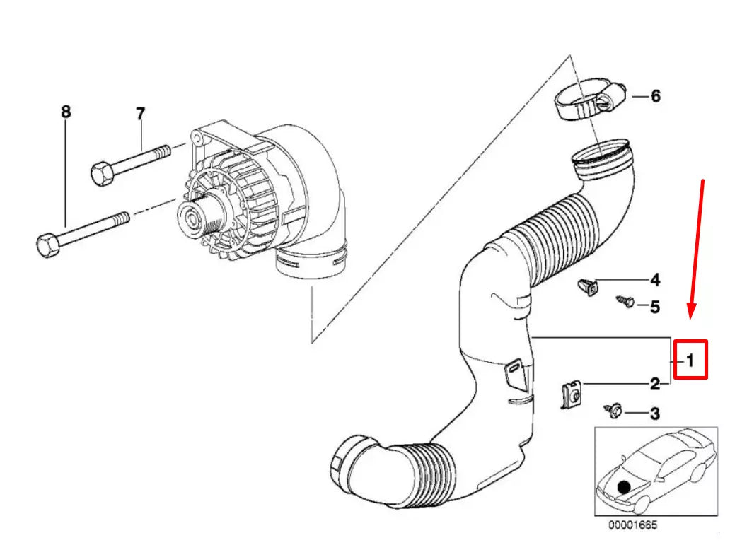 NEW BMW Z3 COUPE E36 ALTERNATOR AIR DUCT CHANNEL 1432463 12311432463 ORIGINAL