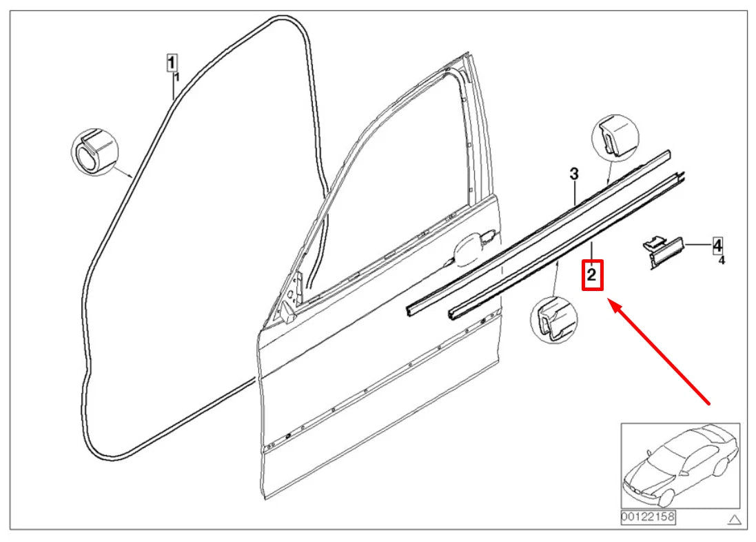 NEW BMW 3 E46 FRONT RIGHT INNER WEATHER STRIP 8194702 51338194702 ORIGINAL