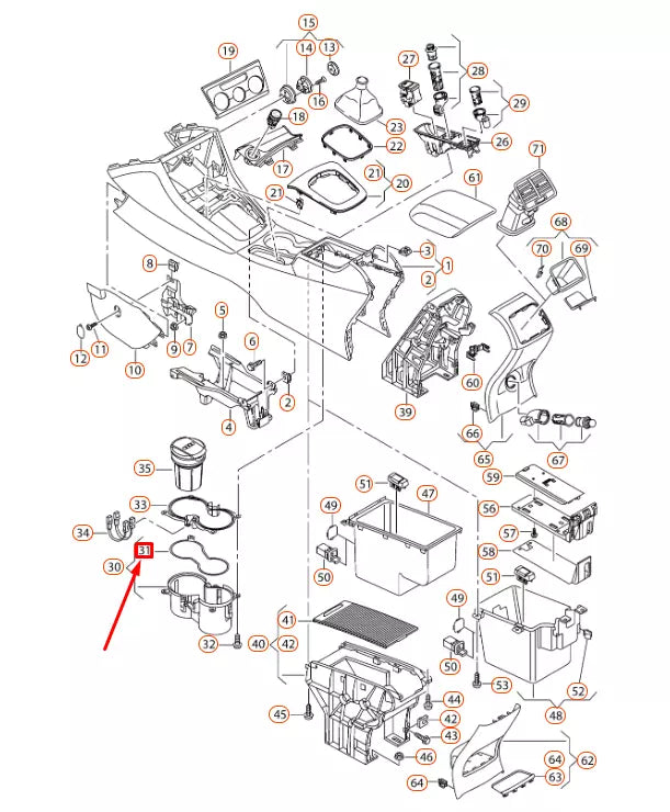 NEW AUDI Q3 8U CENTRE CONSOLE CUP HOLDER INSERT 8U08624354PK ORIGINAL