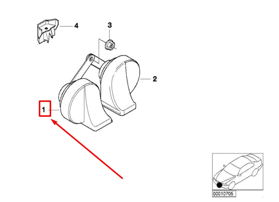 NEW BMW 7 E38 LOW PITCH HORN SIGNAL 61337163976 7163976 ORIGINAL