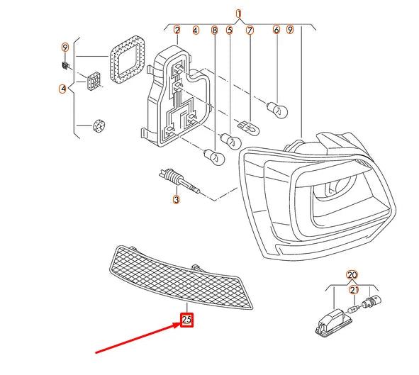 NEW VW POLO 6R REAR LIGHT REFLECTOR RIGHT 6R0945106D