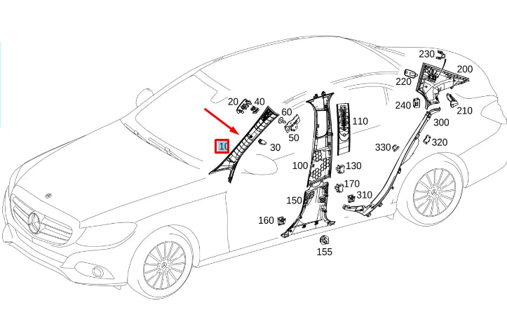 NEW MERCEDES-BENZ E W213 FRONT LEFT A PILLAR TRIM A20569061011C67 ORIGINAL