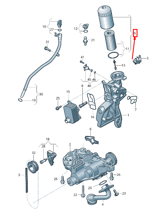 NEW AUDI A4 AVANT B9 ENGINE OIL FILTER HOUSING 06L115401L ORIGINAL