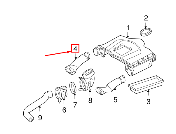 NEW MERCEDES-BENZ C W203 AIR INTAKE HOSE INLET DUCT RIGHT A2720900282 ORIGINAL