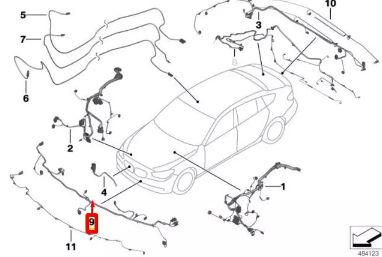 NEW BMW 5 F10 ELECTRICAL FRONT END WIRING HARNESS 61129291093 ORIGINAL