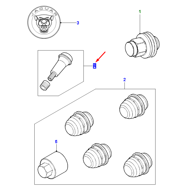 new jaguar f-pace x761 tyre valve t2r70288 original