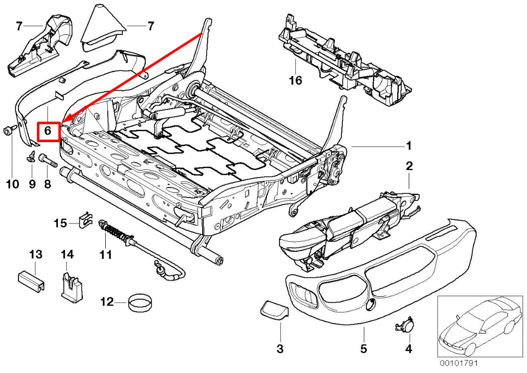NEW BMW 5 E39 FRONT SEAT INNER COVERING 7058019 52107058019 ORIGINAL
