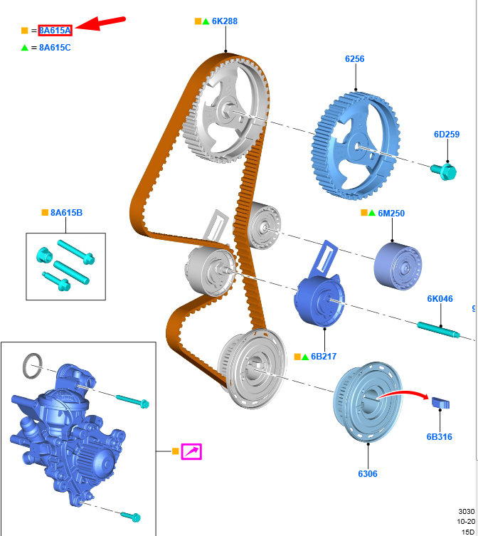 new ford focus c519 mk4 water pump repair kit 2189258 jx6q-8b596-aa original