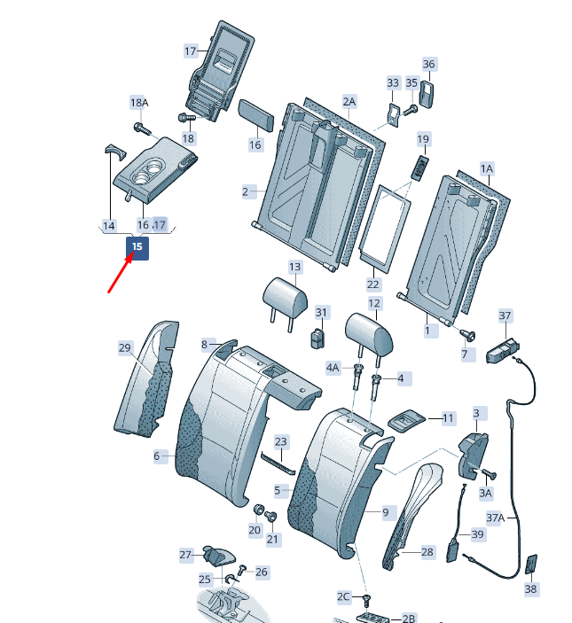 new skoda superb mk3 rear armrest 3v0885205ti1 original