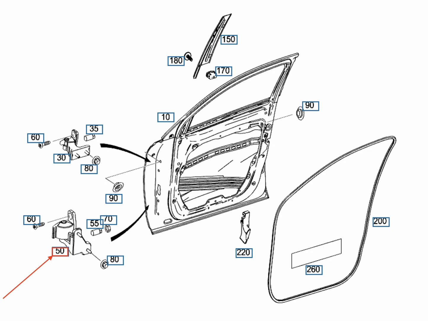 NEW MB GLC COUPE C253 FRONT RIGHT DOOR BOTTOM HINGE A205720083739 ORIGINAL