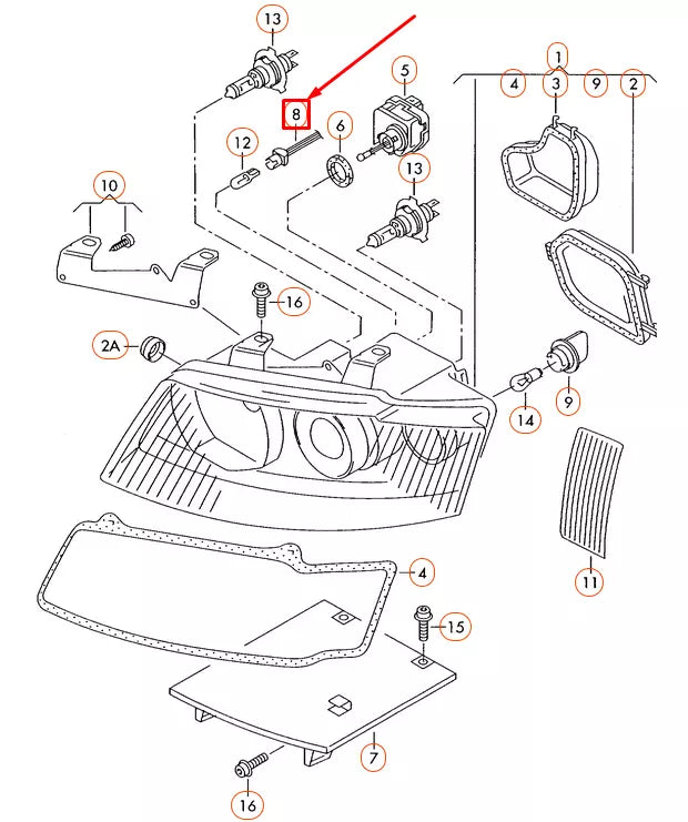 NEW AUDI A4 B6 HEADLIGHT SOCKET LAMP HOUSING 1J0941953 ORIGINAL