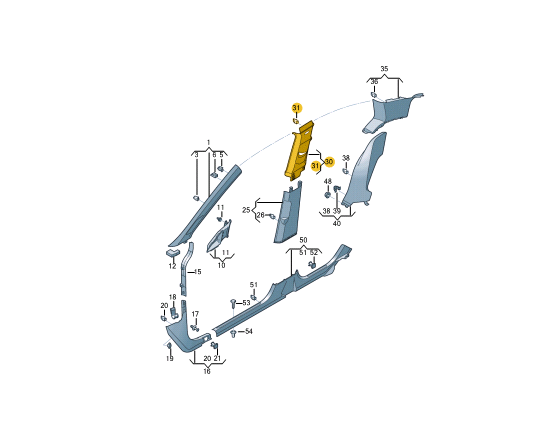 new volkswagen golf mk8 cd1 right side b pillar trim 5h0867244brm5 original