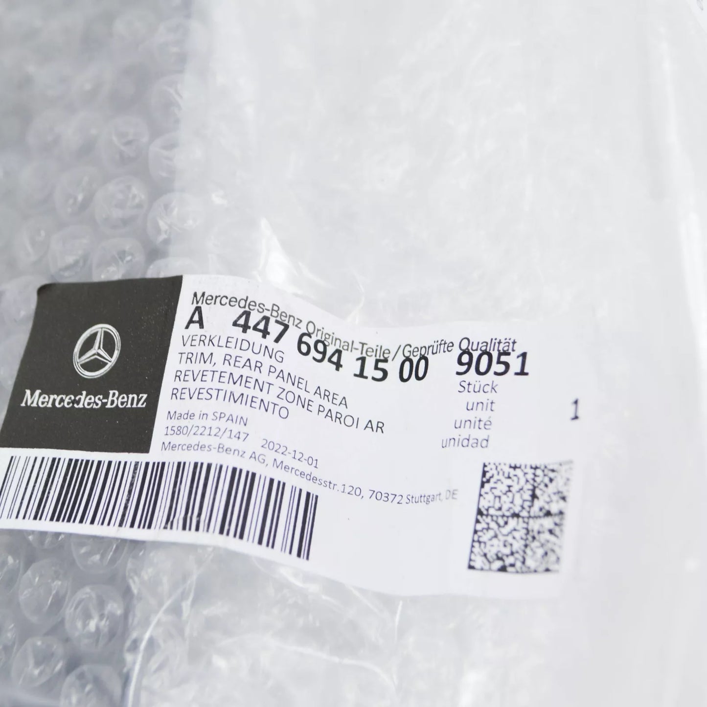 NEW MERCEDES-BENZ VITO W447 REAR PANEL AREA LEFT TRIM A44769415009051 ORIGINAL