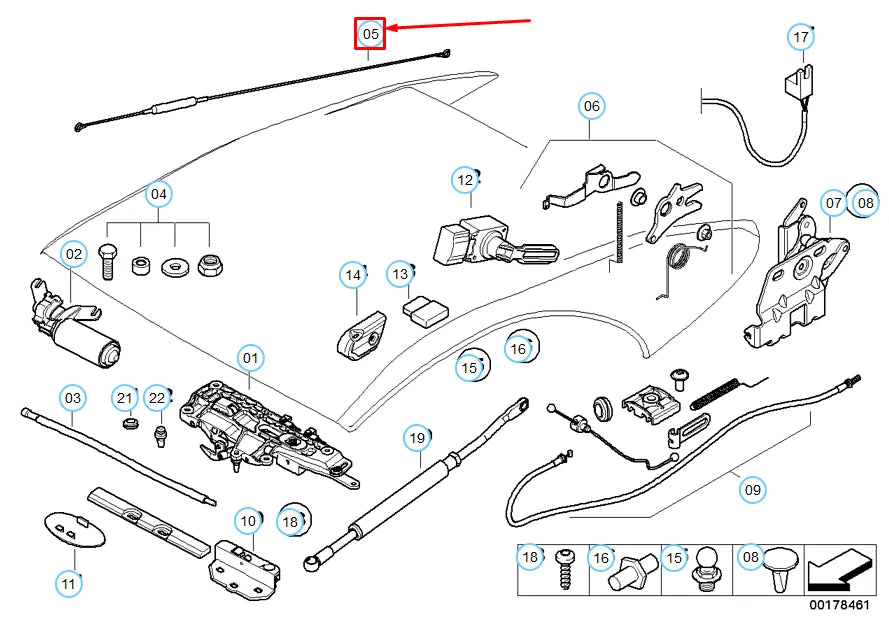 NEW BMW 6 CONVERTIBLE E64 ROOFTOP TENSION ROPE REPAIR KIT 54347152560 ORIGINAL