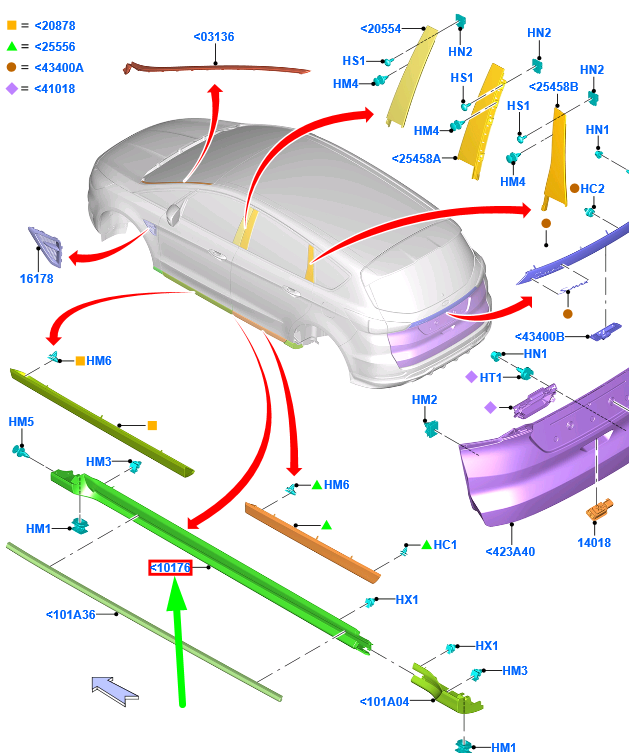 new ford galaxy mk3 cd390 right side sideskirt moulding 5348441 original