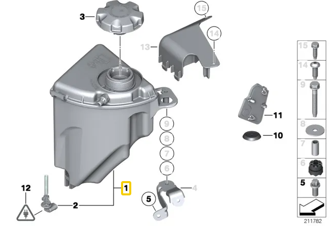new bmw 5 touring f11 engine coolant expansion tank 17137647284 original