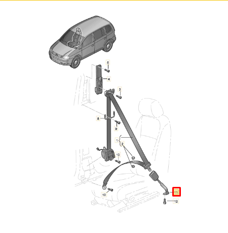 NEW SEAT ALTEA XL 5P5 5P8 FRONT RIGHT SEATBELT LHD 5P0857756HQVZ ORIGINAL
