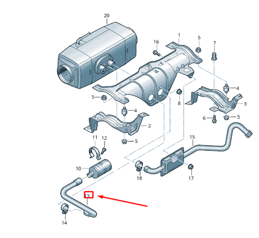 NEW VW TRANSPORTER VI T6 AUXILIARY HEATER ABSORBER PIPE 7H0815857A ORIGINAL