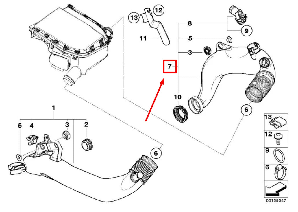 NEW BMW 3 E90 ENGINE AIR INTAKE TUBE 7556550 13717556550 ORIGINAL