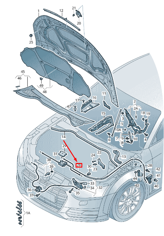 new audi tt fv hood latch release cable lhd 8s1823535b original