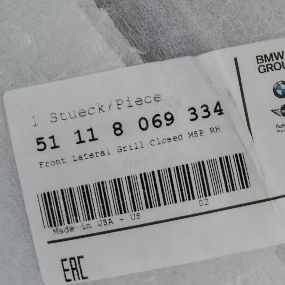 NEW BMW X6 F16 M SPORT 2013-2018 FRONT RIGHT CLOSED GRILLE 8069334