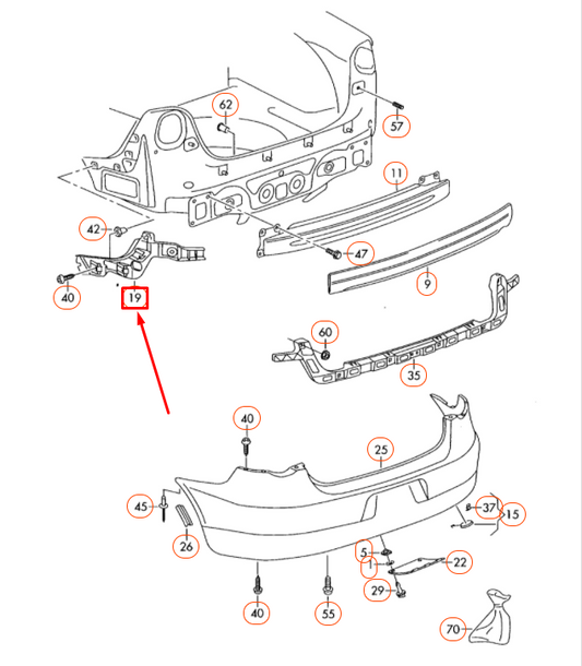 new volkswagen eos rear bumper left guide profile 1q0807393 original
