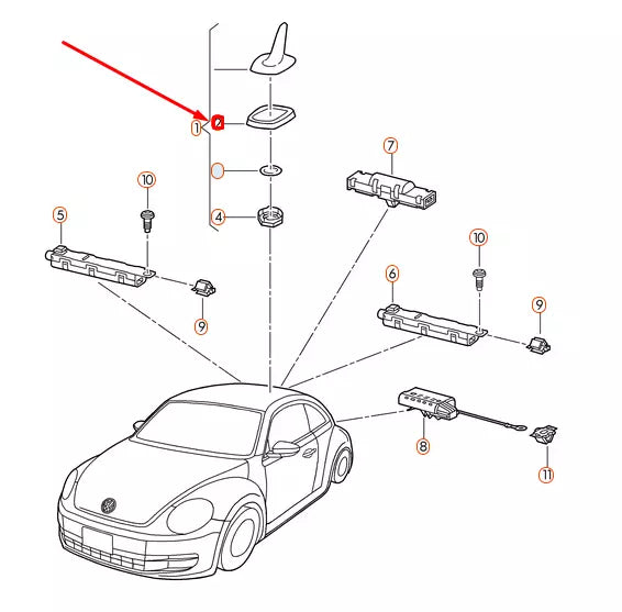 NEW VOLKSWAGEN BEETLE A5 ANTENNA GASKET 3C0035349A ORIGINAL
