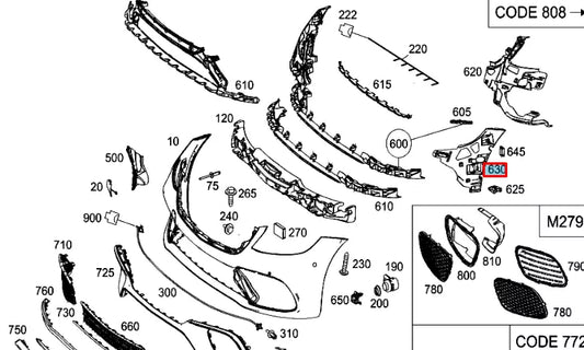 NEW MERCEDES-BENZ S W222 FRONT LEFT BUMPER BRACKET A2228858900 ORIGINAL
