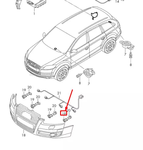 NEW AUDI Q7 4L FRONT BUMPER LEFT INNER PARK SENSOR SUPPORT 4L0919257DT94
