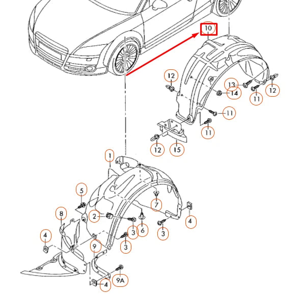 NEW AUDI TT 8J REAR RIGHT WHEEL HOUSING LINER 8J0810172E ORIGINAL