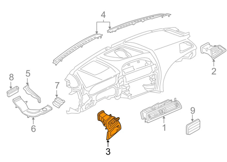 NEW BMW 6 GAAN COUPE F06 DASHBOARD RIGHT FRESH AIR GRILLE 64229197485 ORIGINAL