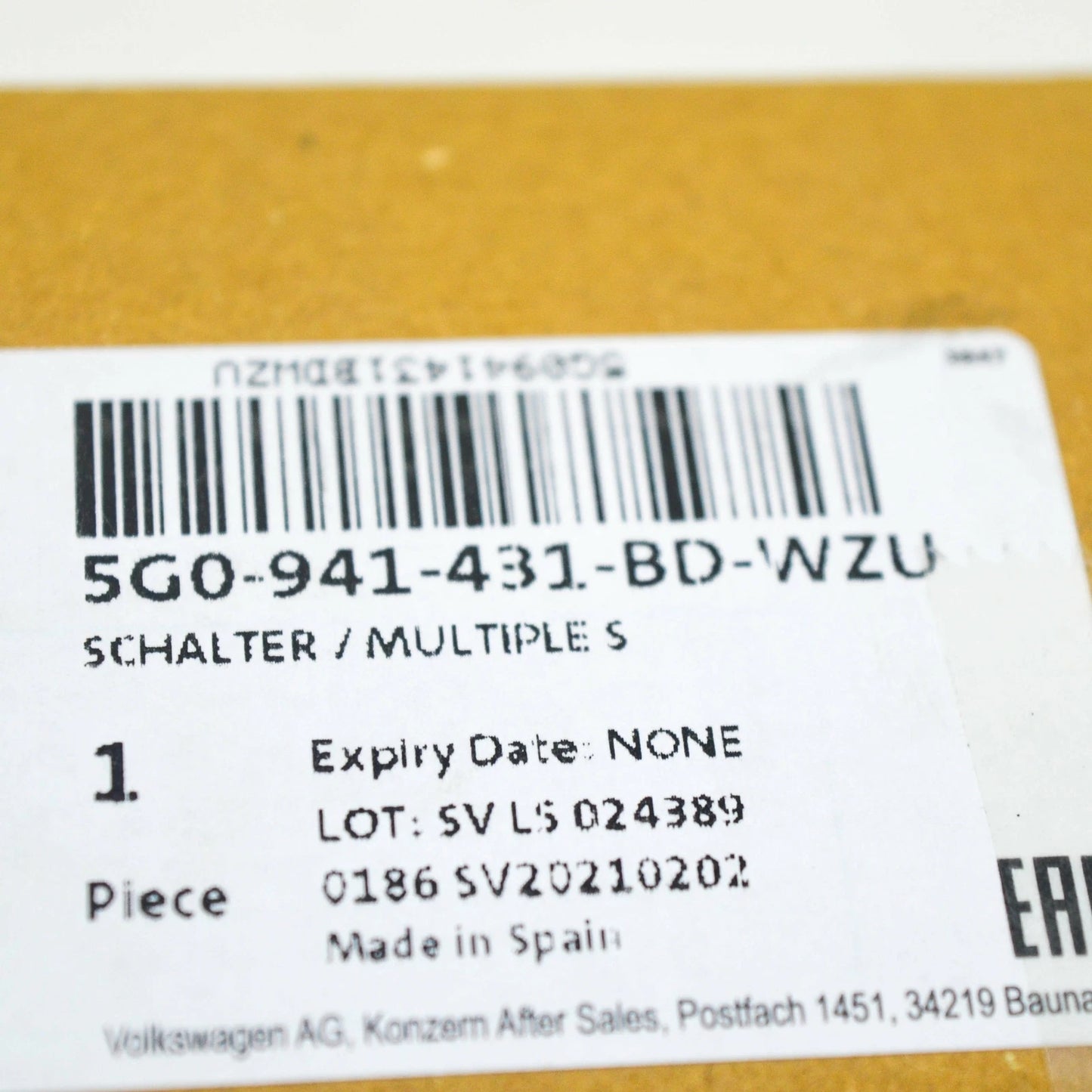 NEW VOLKSWAGEN GOLF MK7 5G HEADLIGHT SWITCH 5G0941431BDWZU