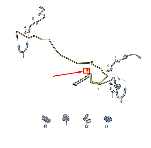 new vw polo aw mk6 rear right brake line 2q0614684m original