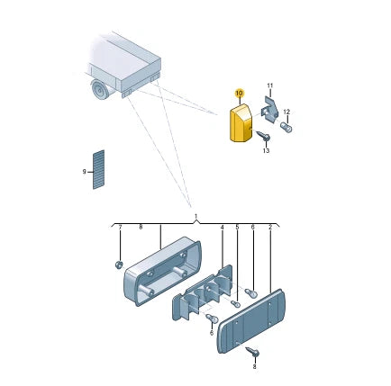 NEW VOLKSWAGEN TRANSPORTER T5 NUMBER PLATE LIGHT HOLDER TRIM 7F0943111 ORIGINAL