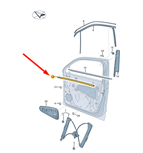 new vw tiguan ad front right inner window aperture seal 5na8374805ap original