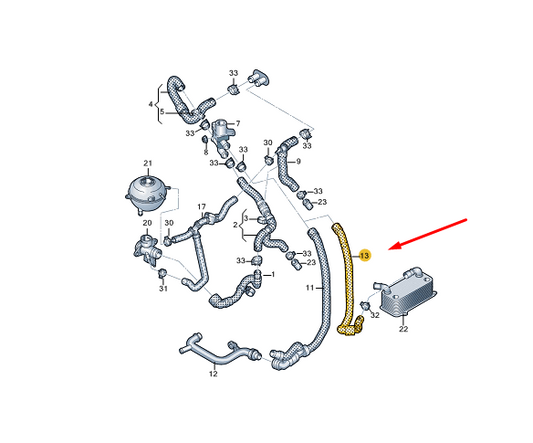 NEW VW TRANSPORTER VI T6 COOLANT HOSE 7E0122073AE ORIGINAL