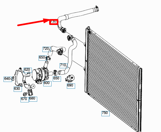 new mercedes-benz sl r231 low temp cooler coolant hose a2315000675 original