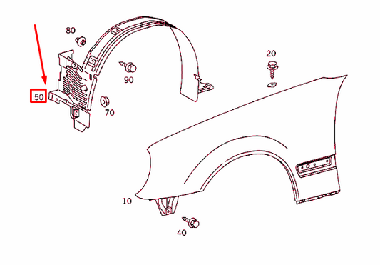 new mercedes-benz e w210 front right fender inner liner a2106988430 original