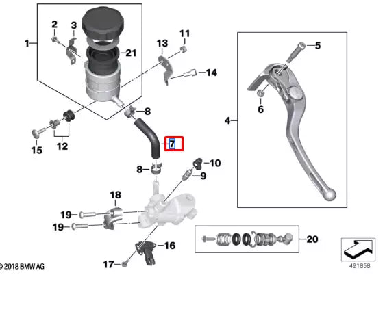 NEW BMW K42 HP4 0D01 HANDBRAKE LEVER HOSE 32727723287 ORIGINAL