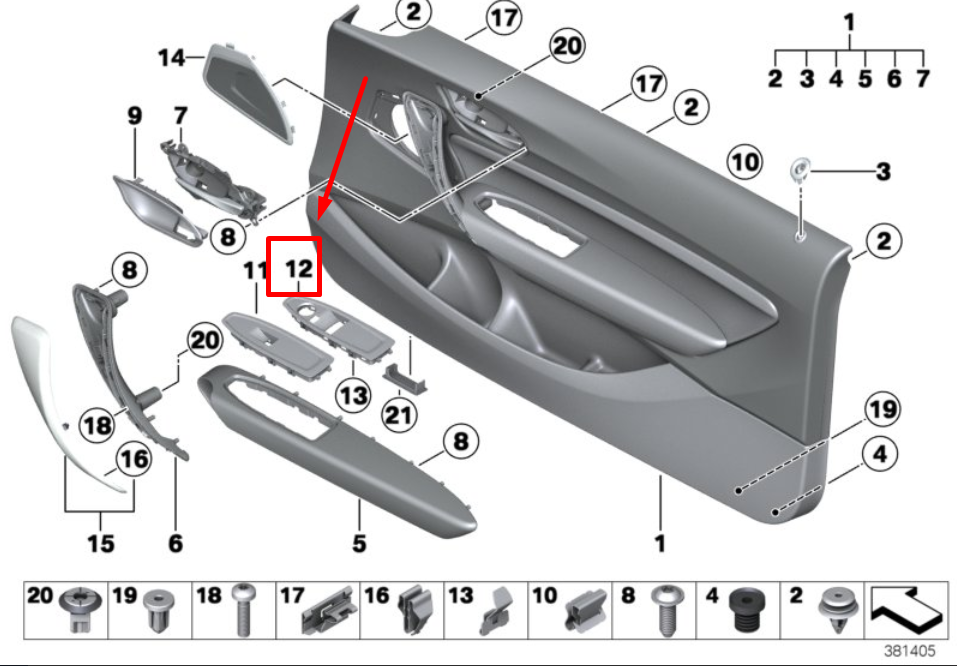new bmw 2 f22 front left power window switch trim 51417290551 7290551 original