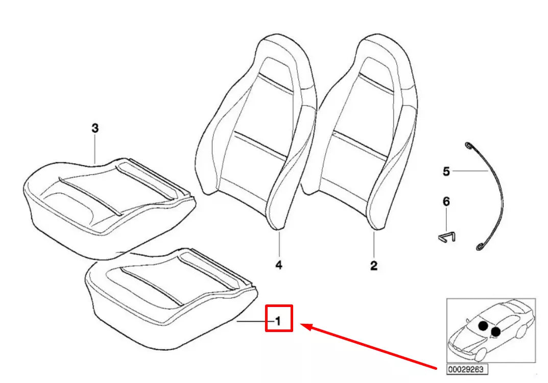 NEW BMW Z3 COUPE E36 FRONT FOAM PLASTIC SEAT 2693070 52102693070 ORIGINAL