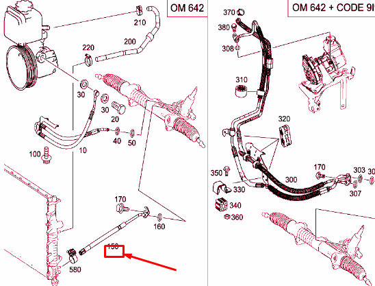 NEW MERCEDES-BENZ ML W164 POWER STEERING PRESSURE HOSE LHD A2514600224 ORIGINAL