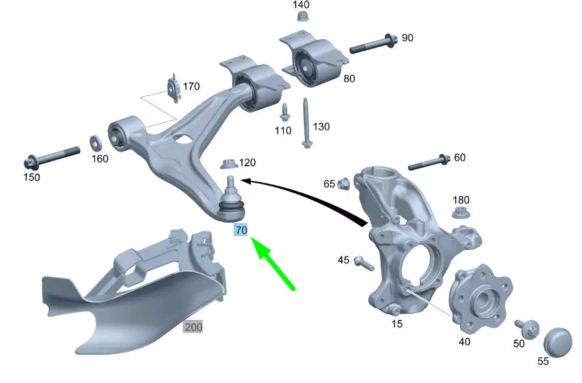 NEW MB GLA H247 FRONT RIGHT TRANSVERSE CONTROL ARM A2473308802 ORIGINAL