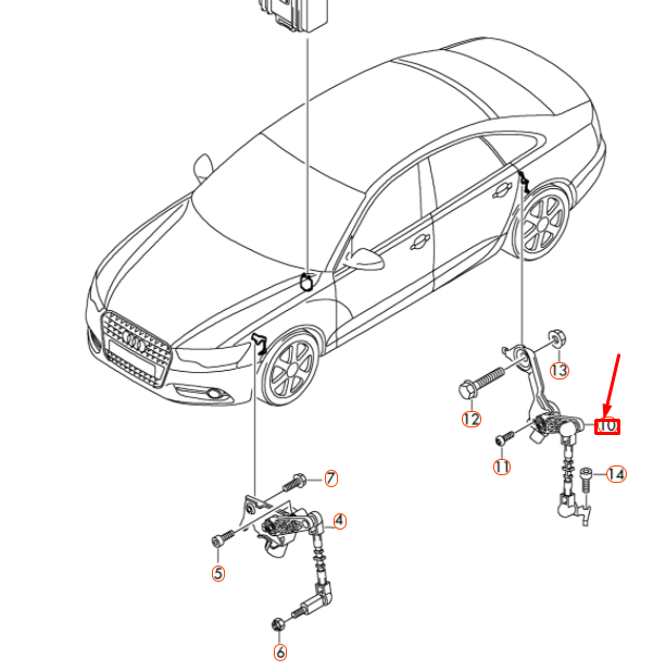 new audi a6 c7 rear left level sensor with poles 4h0941309c original