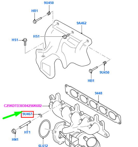 new ford kuga mk1 c394 exhaust manifold washer 1371945 6m5g-9u467-aa original