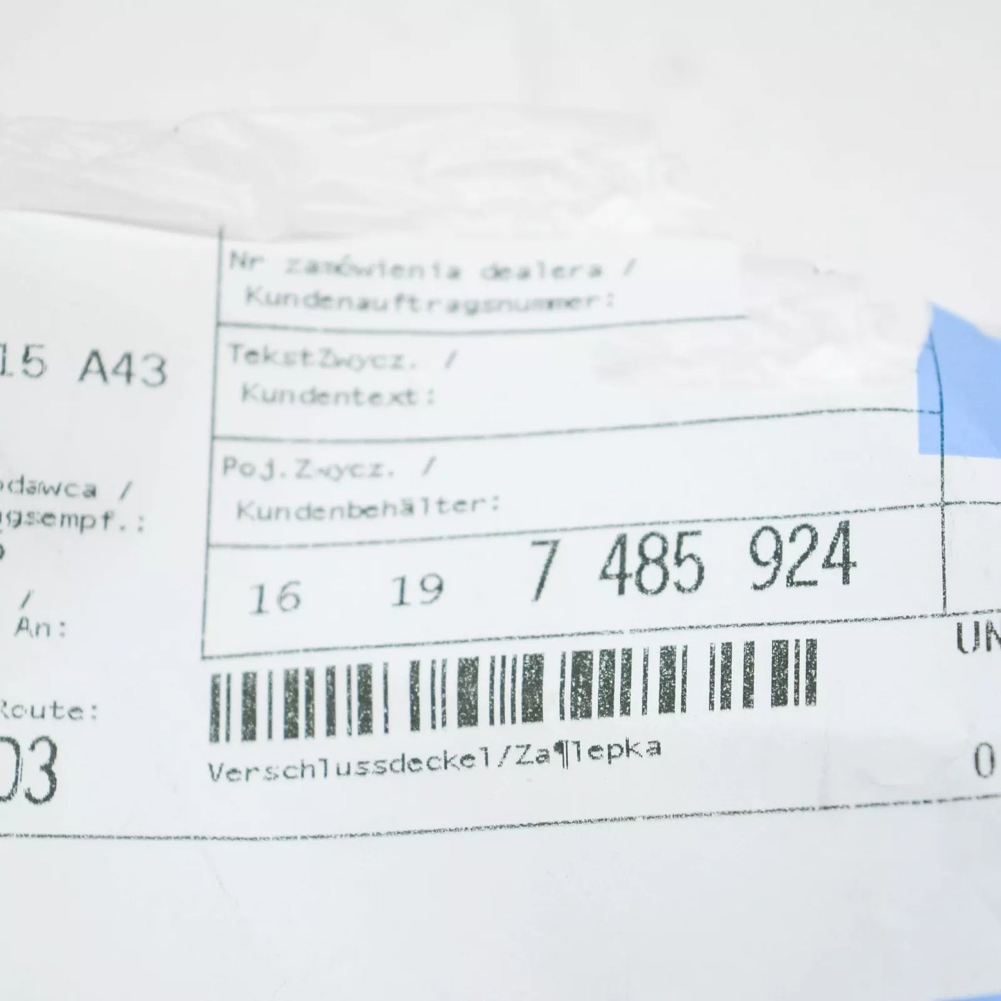 NEW BMW 1 F21 FUEL TANK UNIT CAP LID 16197485924 ORIGINAL